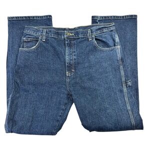 Genuine Dickies Mens Carpenter Jeans Dark Wash Blue Denim Work Pants 36x32